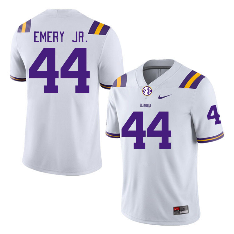 Men #44 John Emery Jr. LSU Tigers College Football Jerseys Stitched-White